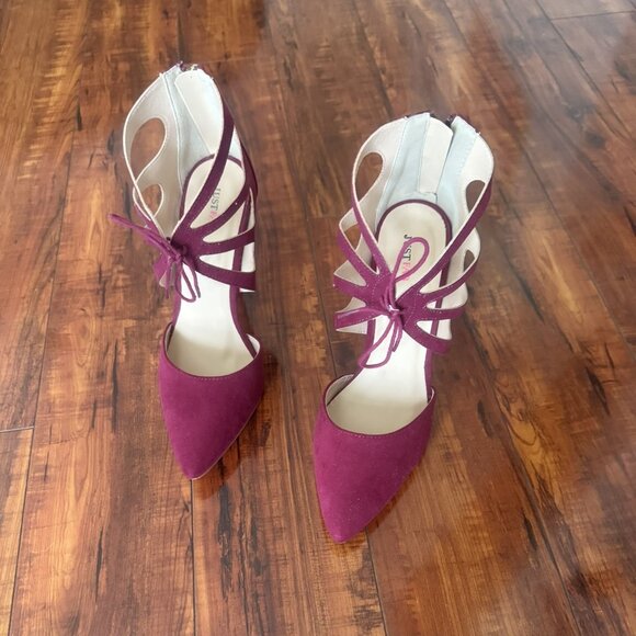 🍷 JustFab “Cosima” Burgundy Lace-Up Stiletto Heels – Size 9 ✨ Worn Twice - Picture 4 of 8